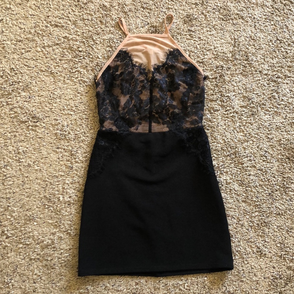 Topshop petite lace halter top mini dress